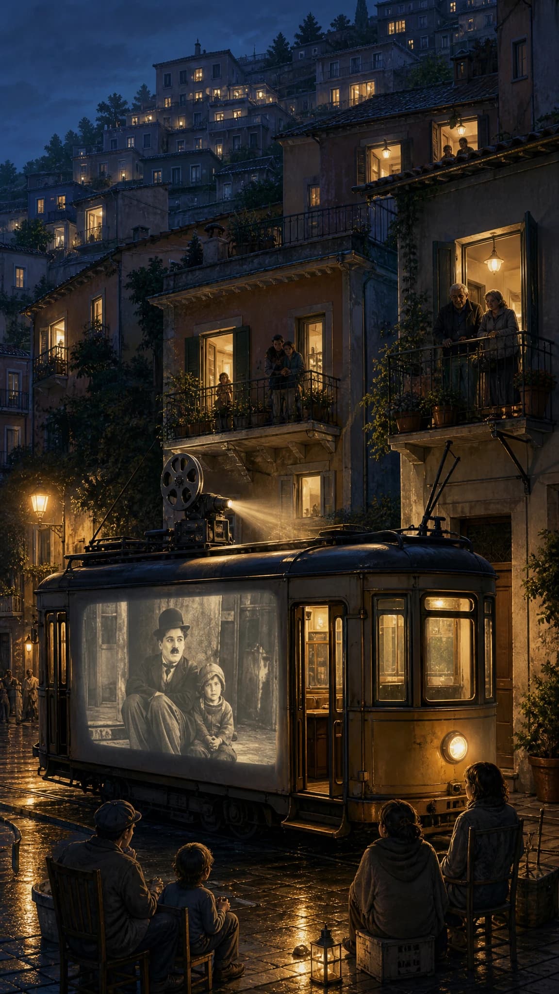 Hillside tram cinema illustration generated with GPT Image 2 in the monalisa-1 gallery.